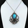 Tibetan Turquoise Pendant Copper Wire Wrapped Octopus Pendant Natural Gemstone Pendant Copper Designer Jewelry Handmade Pendant Gift For Her