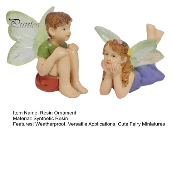 Small Fairy Tale Garden Ornaments 2Pcs/Set Boy And Girl Statues, Resin Miniature Figurines, Mini Landscape Statues for Patios Cute Figures Garden,