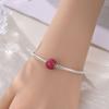 S925 Silver Butterfly Flower Charm Pendant Bead Strand Safety Chain Clasp Bracelet Jewelry Accessory