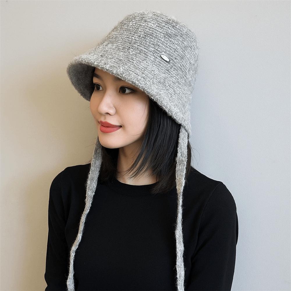 Wool Blend Fisherman Hat Knitted Woolen Basin Hat New Girl's Hat  Autumn Winter