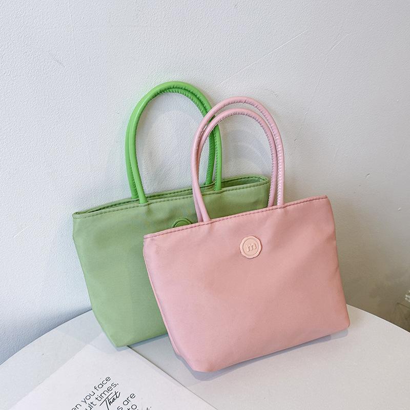 Plain Color Nylon Bucket Bag for Women, Minimalist Single Shoulder Handbag, Lightweight Casual Tote, Simple Daily Crossbody Purse