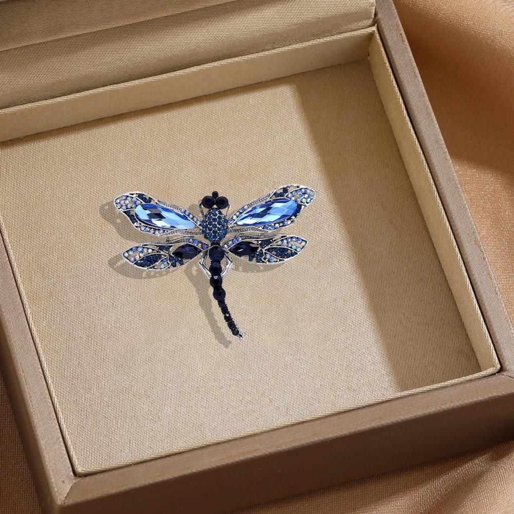Diamond Dragonfly Brooch Universal Insect Alloy Corsage Pin Trendy Versatile Clothes Backpack Scarf Accessories Brooches синий