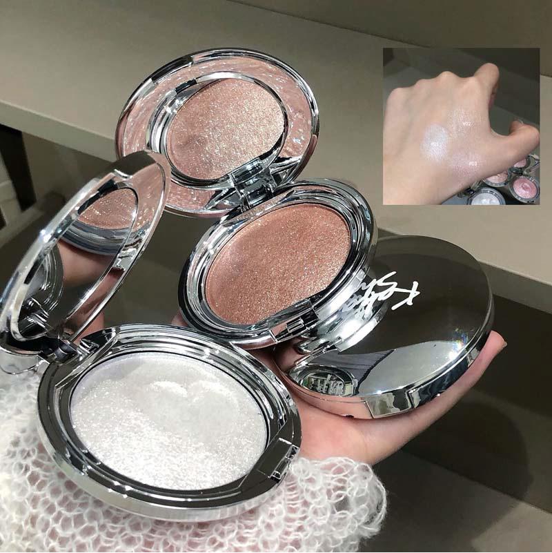 KAKASHOW Single Shade Halo Highlighter Balm 10g Glass-Sheen Wet-Glow Cream-to-Powder Portable Mirror