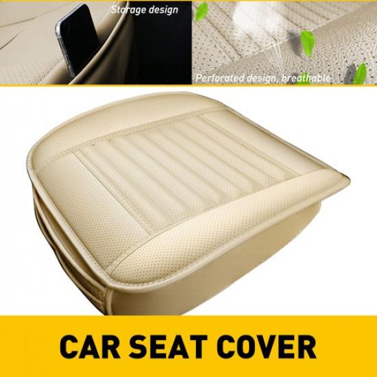 Seat Cover PU Leather Universal Front Cushion Seat Protector Pad Beige GUS EOA