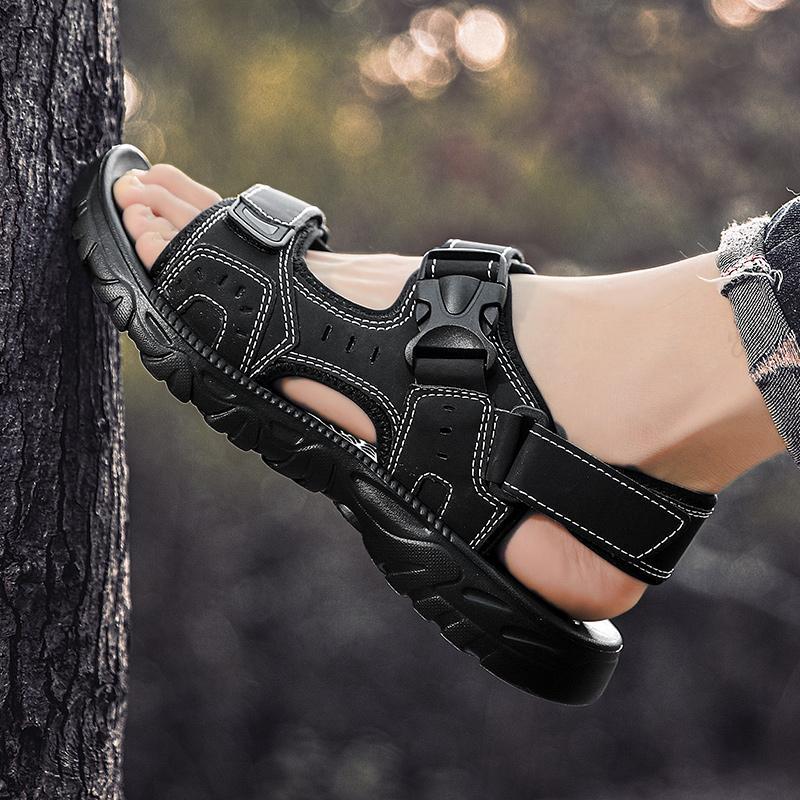 

2025 Мужские Легкие Дышащие Сандалии на Липучке - Стильная и Повседневная Пляжная Обувь 45 чёрный