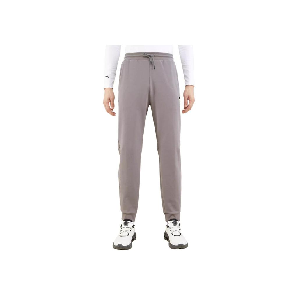 Anta Training Series Solid Color Logo Jogger Knit Sports Pants Men bottoms Smoke-Blue-Gray 152337321-2