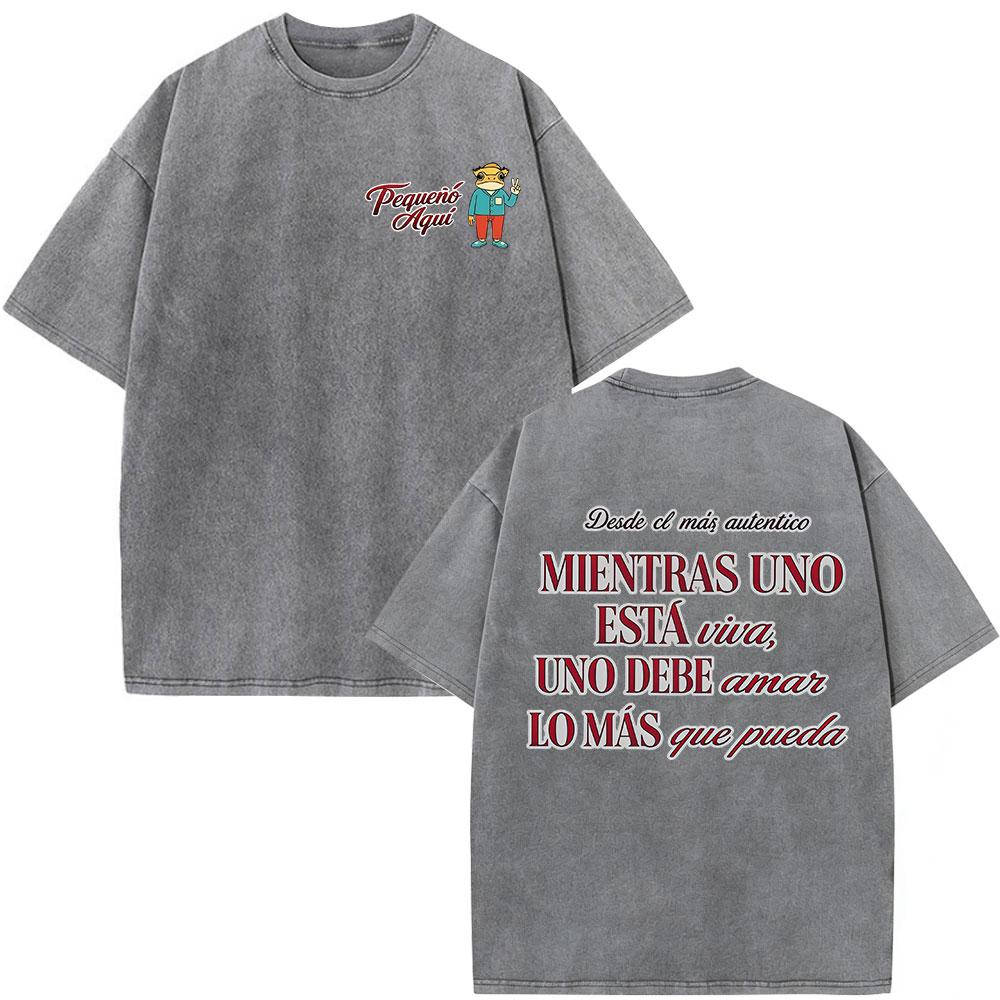 Washed Vintage Rapper Bad Bunny Tshirt Debi Tirar Mas Fotos DTMF World Tour T Shirts Men Women Fashion Hip Hop ONeck Tshirts