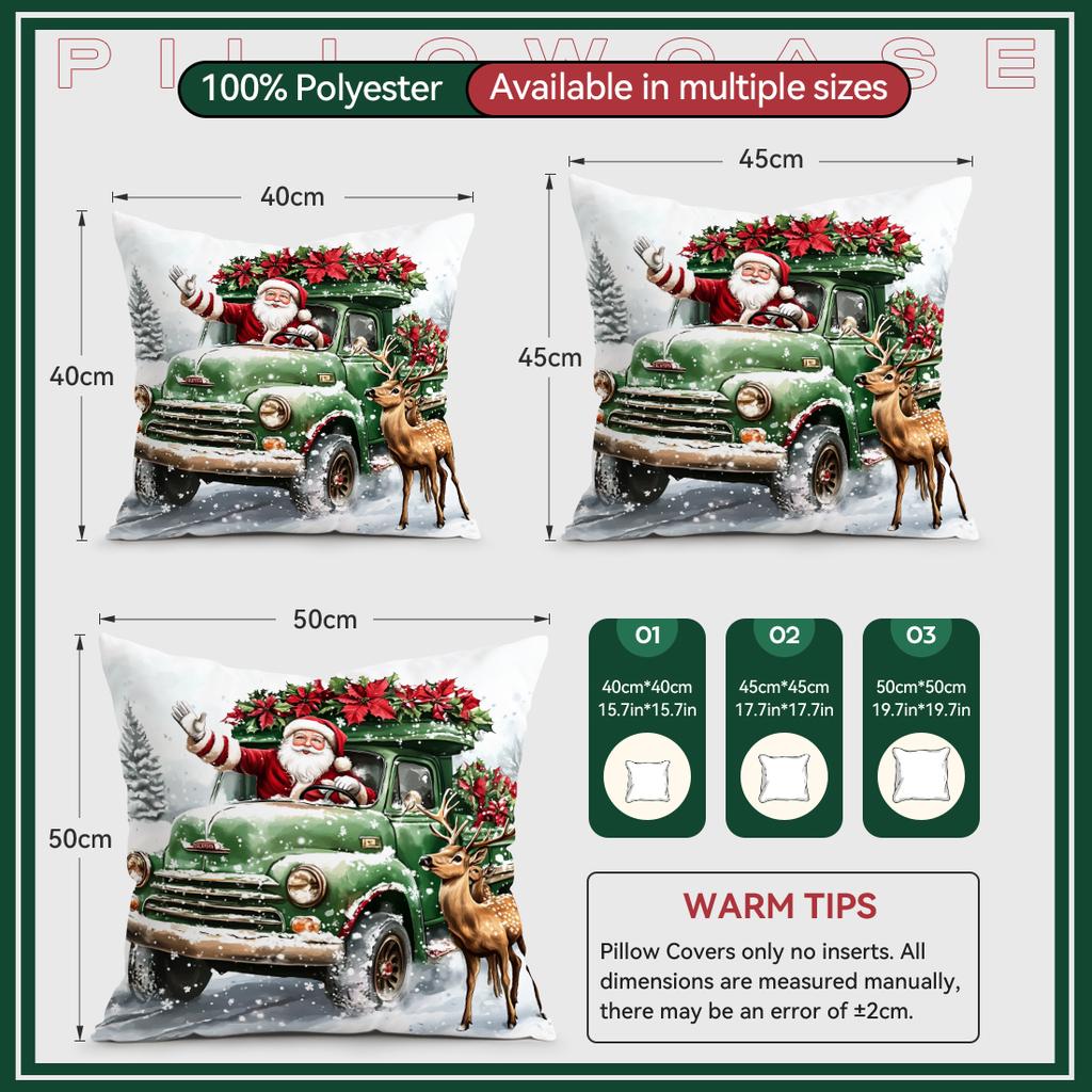 Christmas Theme Cushion Pillowcase Printed Polyester 40/45/50Cm Throw Pillowcover Decorative Sofa Cushion Pillowslip Home Decor