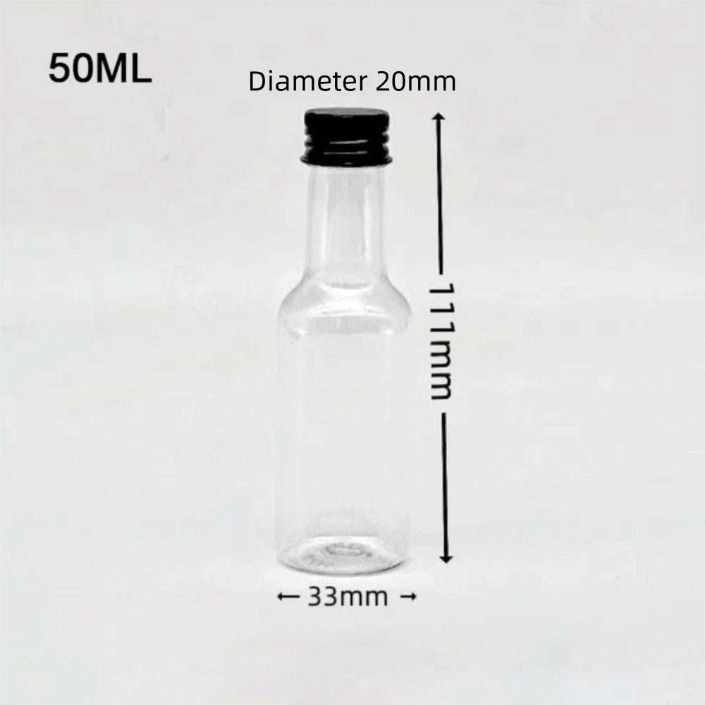 Silver Caps Plastic Spirit Bottles 50ml Capacity Travel Liquid Container Wedding Party Decoration