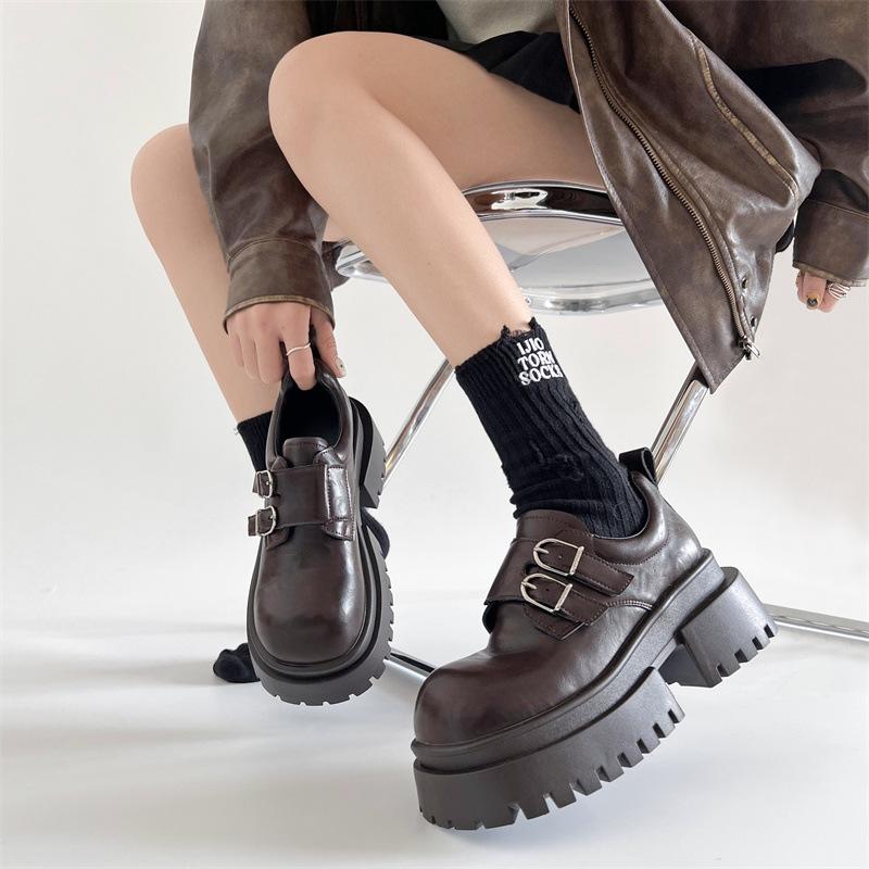 Black Retro Versatile British Style Platform Small Leather Shoes Women's 2025 New Autumn and Winter Skirt Mary Jane Single Shoes