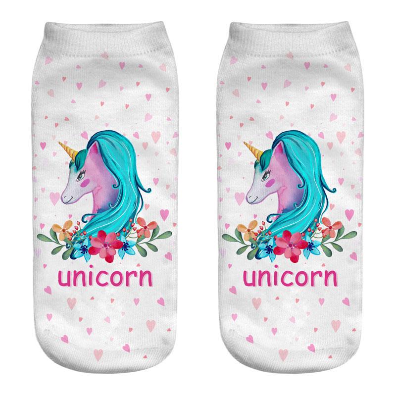 Harajuku 3D Print Unicorn Women Kawaii Ankle Licorne Chaussette Femme Calcetines Mujer Cute Art Socks Unisex