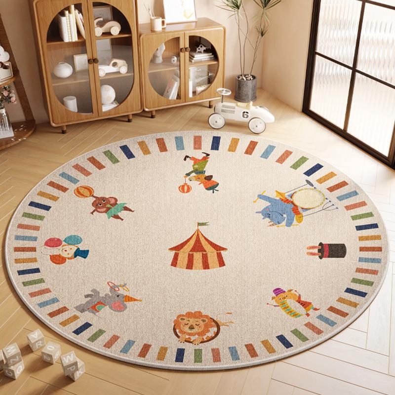 

Cartoon Style Rugs for Bedroom Washable Living Room Decoration Round Carpet Anti-slip Children s Room Floor Mat Soft Bedside Rug 120cm