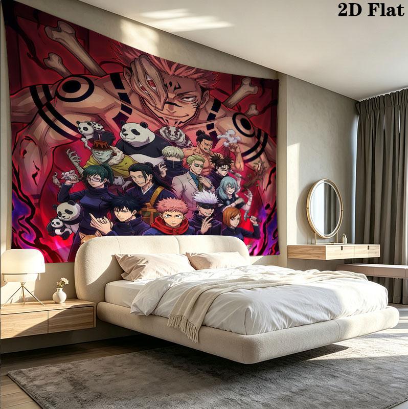 Jujutsu Kaisen Wandteppich Ästhetisches Wandbehang Gedruckter Stoffdecke Dekorative Wandteppiche Für Schlafzimmer Wohnzimmer Heimdekoration