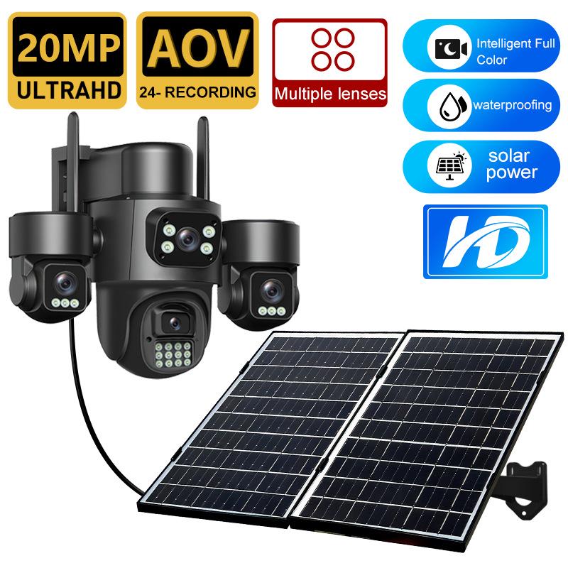 

10K Ultra HD Four-Lens Solar WiFi Outdoor Security Camera 4G Asia-Pacific Version Full Set without Memory