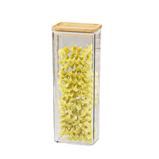 Sealed Grain Container Airtight Storage Container with Wooden Lid Transparent Food Canister for Dry Goods Snacks Tea Leaves Beans Kitchen Pantry