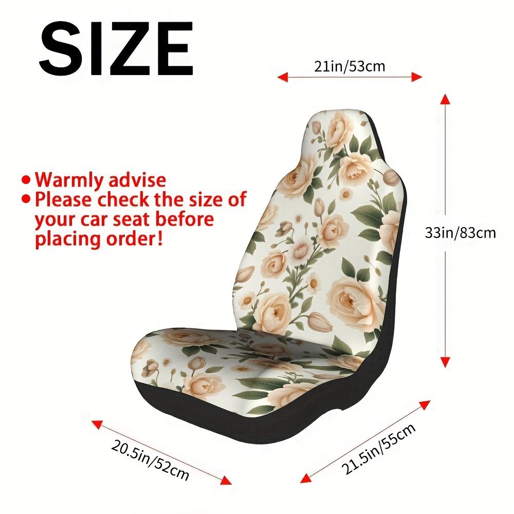 2 Stück Vintage Blumen-Autositzbezüge - Beige & Grünes Blumenmuster, Maschinenwaschbar, Strapazierfähiges Polyester, Passend für Alle Fahrzeuge, P