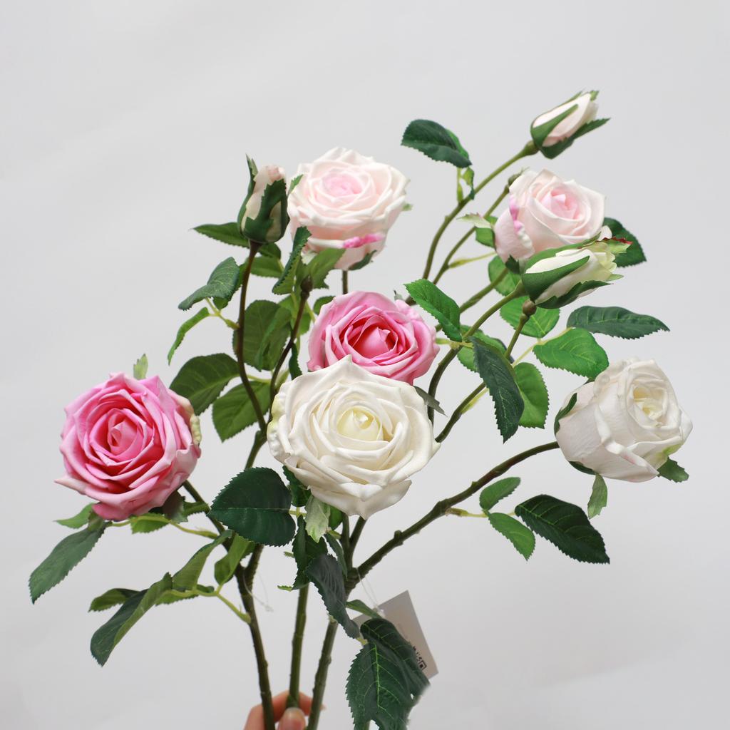 European 3-head French feel rose simulated bouquet hotel furniture decoration fake flower