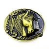 Western Black Glaze Gold Horse Head Oval Belt Buckle - Hot Selling!
