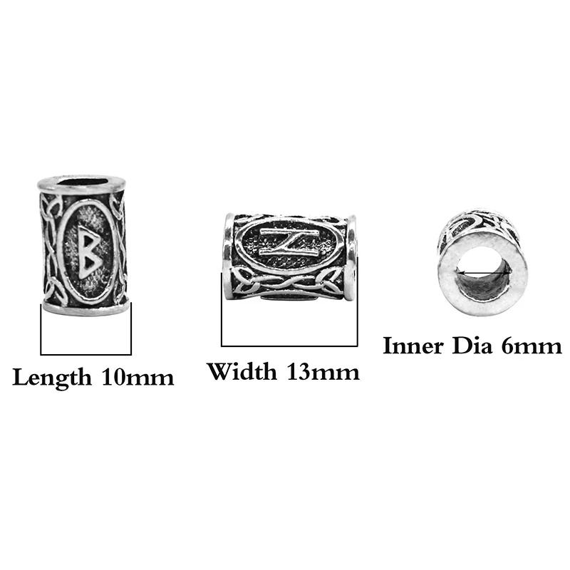 24Pcs Viking Runes Set Loose Beads Spacer Beads For Hair Braid Dreadlock Beads DIY Jewelry Making