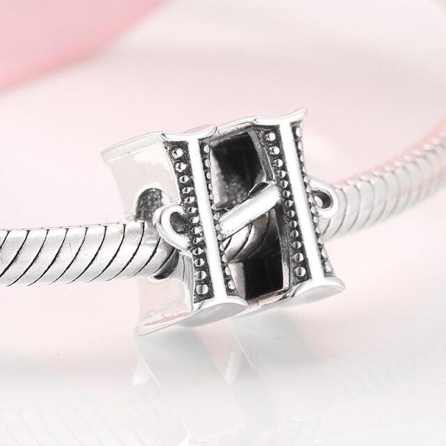 925 Sterling Silver Fashion Delicate A To Z Alphabet Letter Beads Fit Charms 925 Bracelets Bangles Diy Jewelry