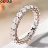 OEVAS 2.2cttw 3MM Full Moissanite Ring For Women S925 Silver Plated Gold Wedding Eternity Band Fine Jewelry with