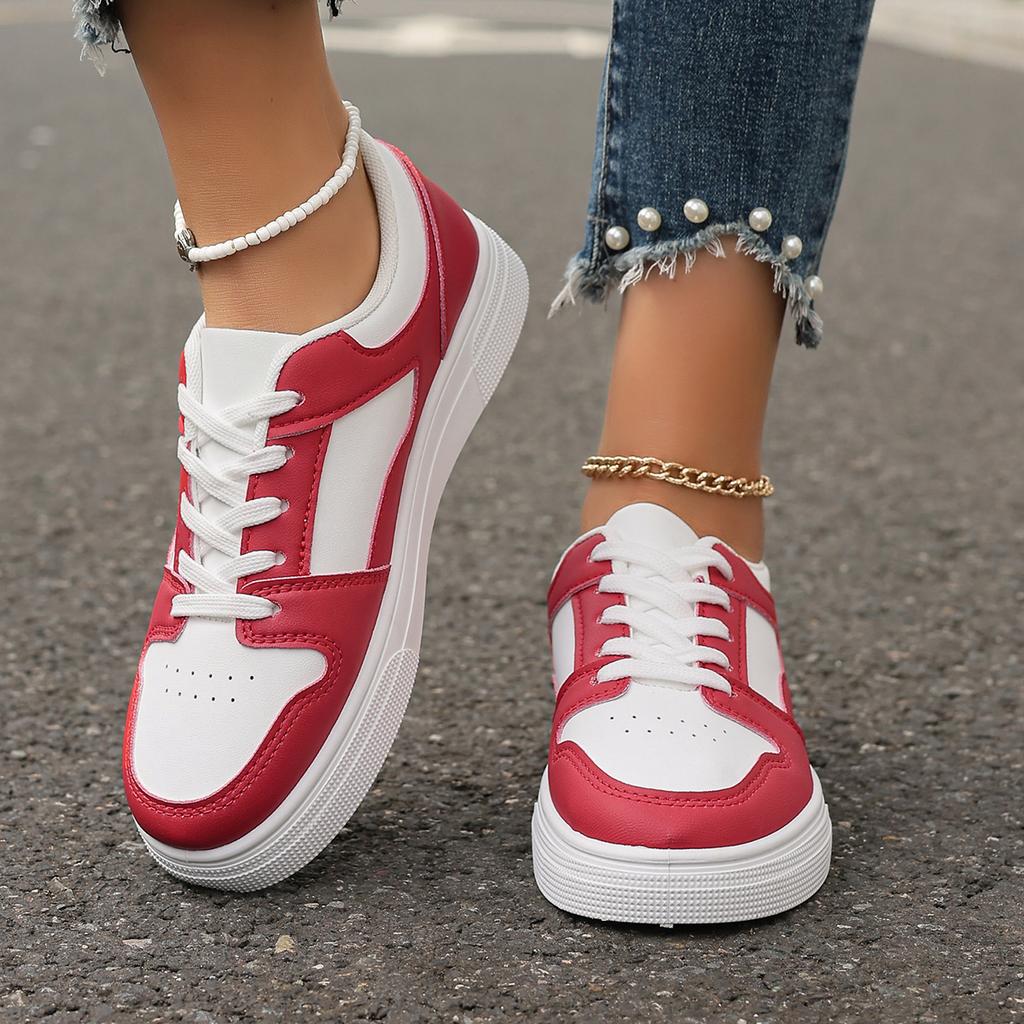 Fashion Fashionable Breathable Shallow Lace-up Vulcanized Shoes Spring Autumn New Round Toe Thick Sole Comfortable Casual Sports Shoes