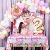 ZOiiWA 143Pcs Two Sweet Birthday Party Decorations Girls Donut Tableware Set Sweet Donut 2nd Party Plates Napkins Backdrop Tablecloth Banner Balloons