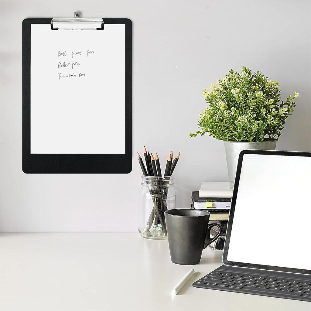 A4 Clipboard, Clipboard Folder, Black, Writing Board with Binder, Suitable for Notes, Forms, Documents, and Drawings, Black