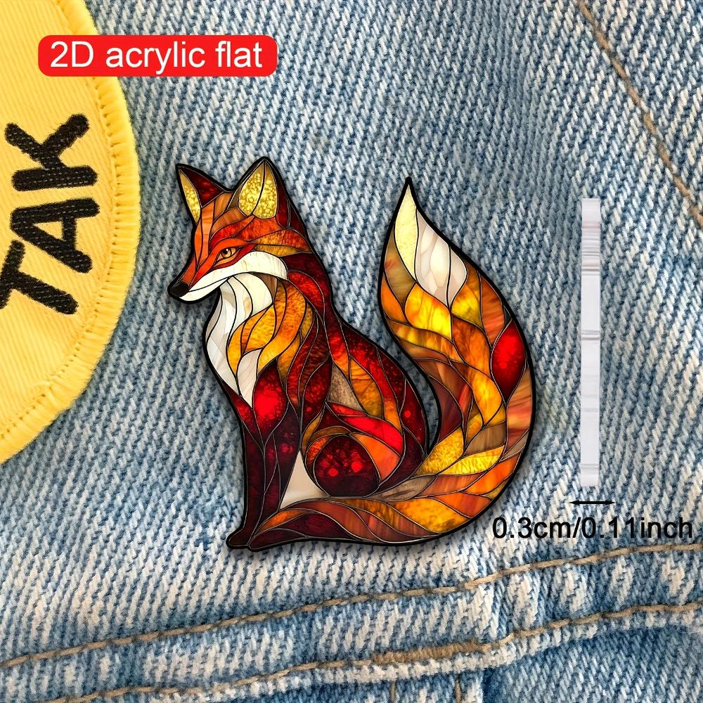 

2D Flat Cartoon Cute Fox Acrylic Brooch Fashion Lapel Pin Clothing Hat Bag Decor Gift