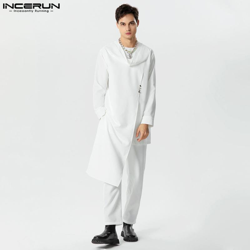 

INCERUN из двух частей, мужские топы с капюшоном, длинные брюки, исламские комплекты