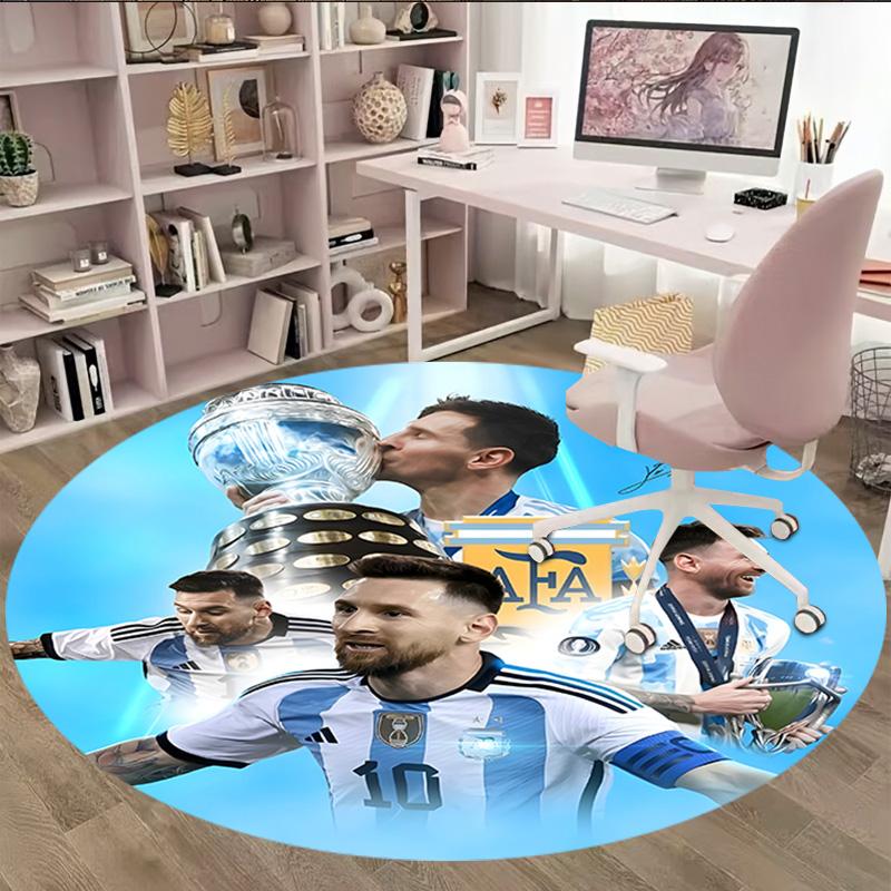 1pc M-Messi1 Carpet, Round Rug, Comfortable, Suitable for Entryways, Living Rooms, Office, And Bedrooms, Christmas Decoration