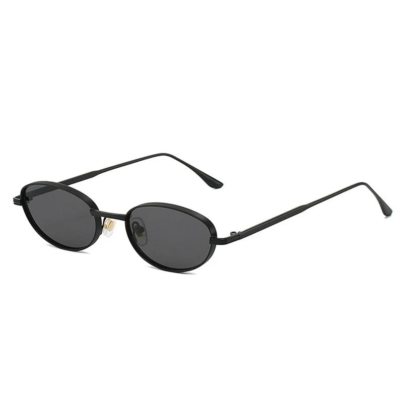 Vintage Oval Metal Women Sunglasses Shades UV400 Fashion Gradient Shades UV400 Men Punk Sun Glasses