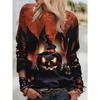 Halloween Damen Sweatshirt Designer Rundhals Langarm Locker Lässig Herbst Farbverlauf Spinnennetz Lustiges Muster Druck Oberteile