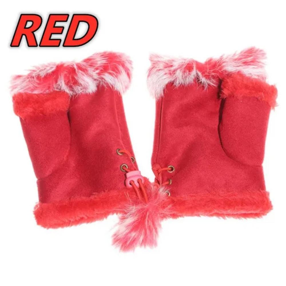 1PAIR Women Fashion Gloves Half Finger Warmer Winter and Autumn Gloves Arm Crochet Knitted Rabbit Hair Mitten Warm Rhombus Artificial Gloves