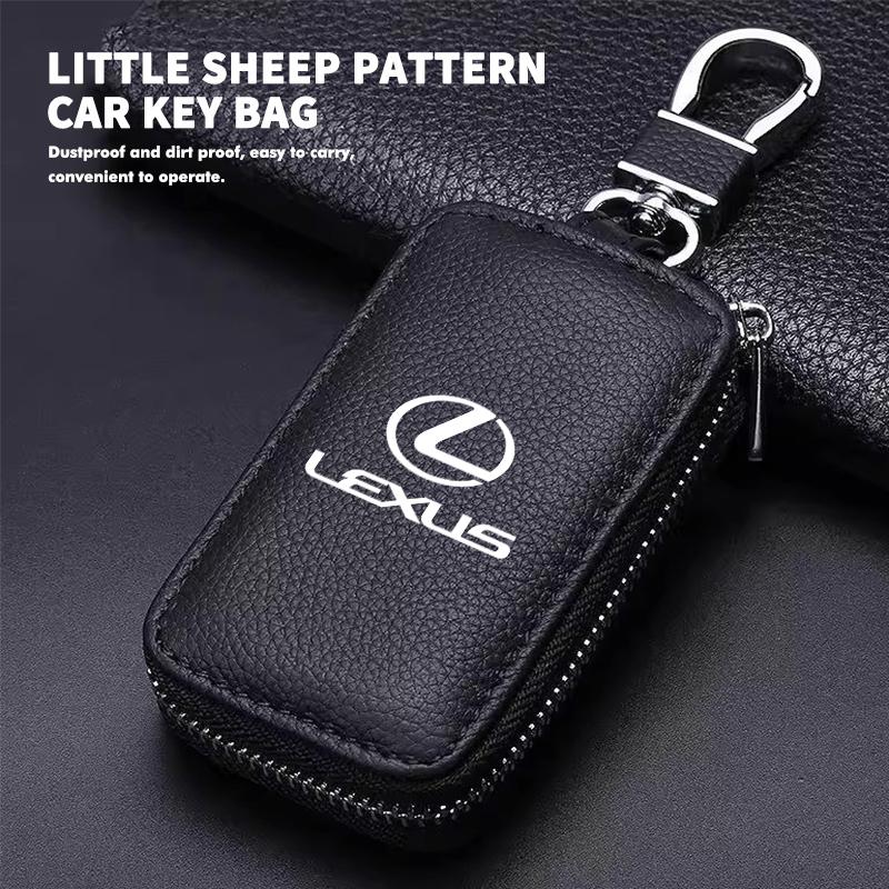 For Lexus Leather Car Keychain Bag Organizer Key Zipper Case Bag Protection Cover CT ES GS NX IS250 RX350 IS200 LX570 UX250h AFJ1