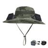 Outdoor Wide Brim Sun Hat with Solar/Charging Fan Outdoor Drawstring Fishing Hat Waterproof for Outdoor Riding Hiking Fishing