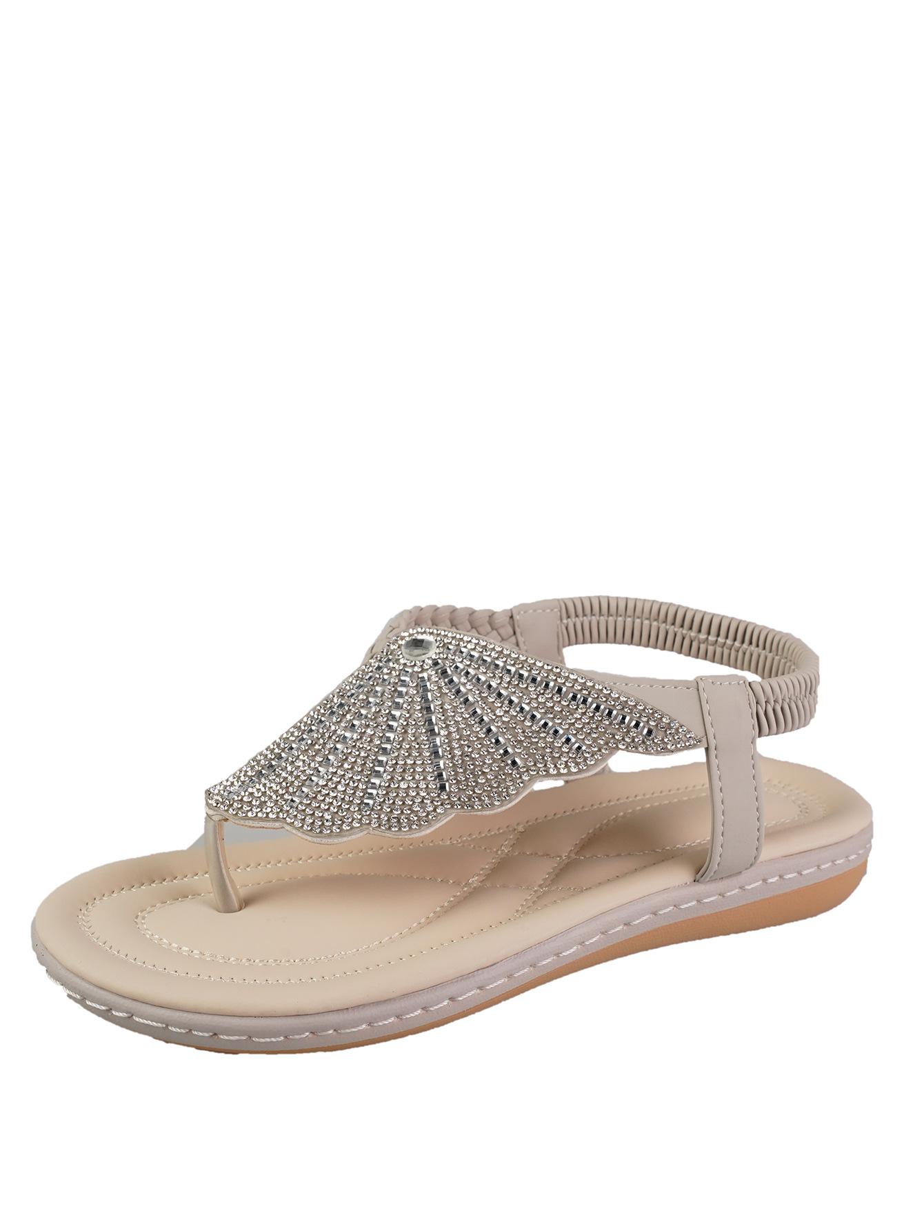 Large Size Summer New Sandals Women s Glass Rhinestone Woven Large Size Herringbone Wedge Women s Sandals 36