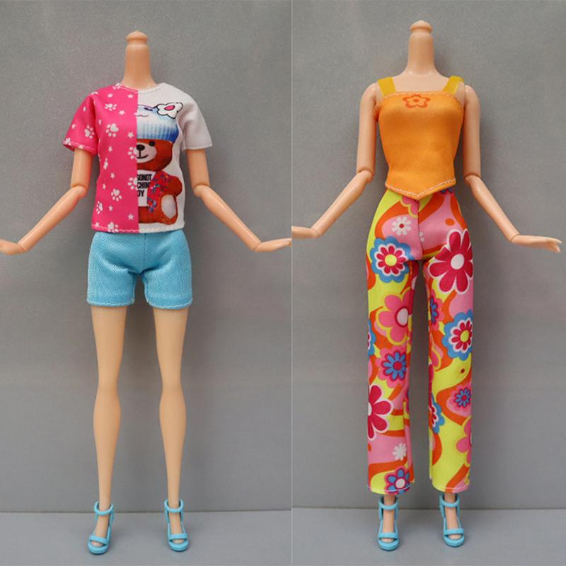 1Set Fashion Outfits for 1/6 Doll Casual Skirt Vest Shirt Pants Dress Dollhouse Accessories Clothes
