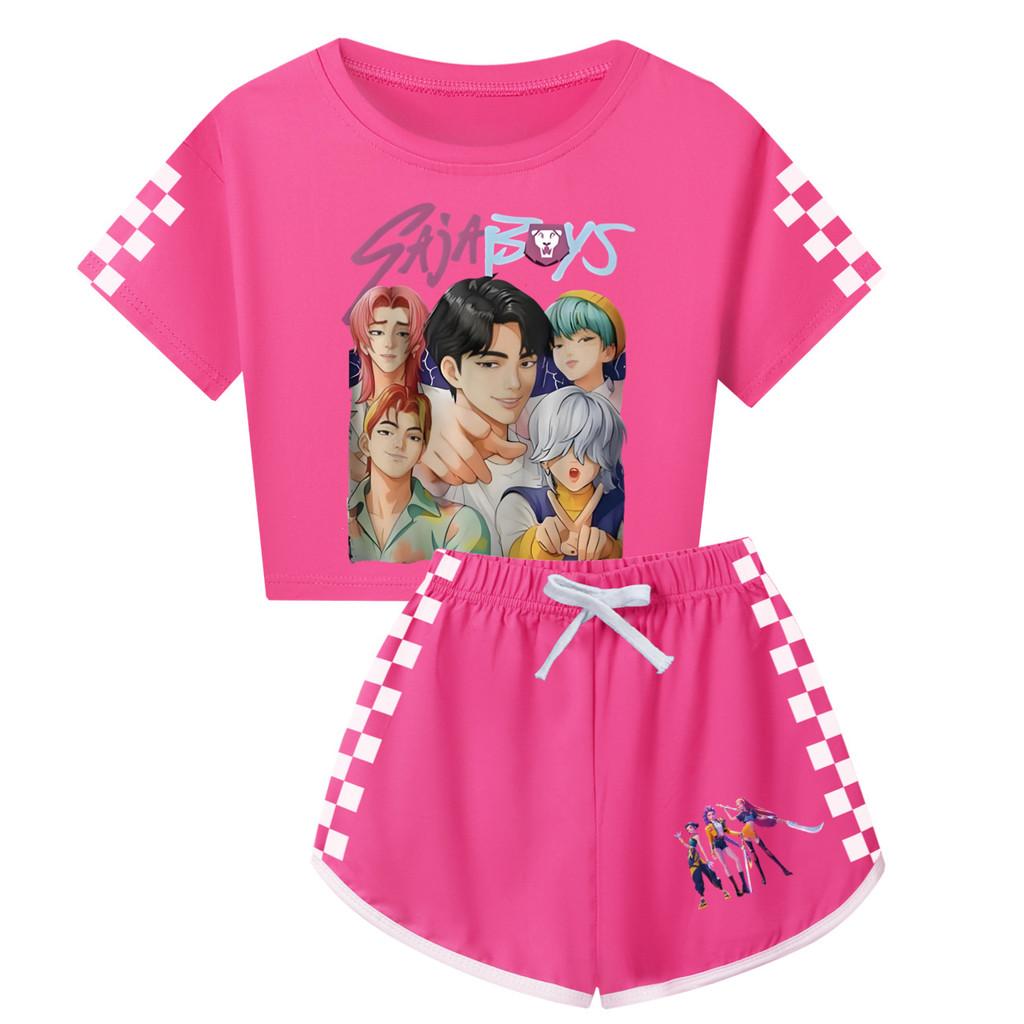 Kpop Demon Hunters Saja Jongens Print Volwassen Kind Korte Mouw Korte Broek Familie Pyjamaset Voor Gezellige Nachtkleding