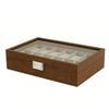 Watch Box Display Case with Glass Lid Dust Proof Watch Holder Organizer for Most Styles Walnut Grain 12 Slot