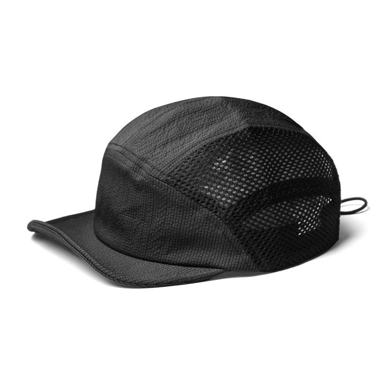 Unisex Baseballkappe mit kurzem Schirm, schnelltrocknend, halbe Netzstruktur, atmungsaktiv, für Outdoor-Camping, mit verstellbarem Riemen