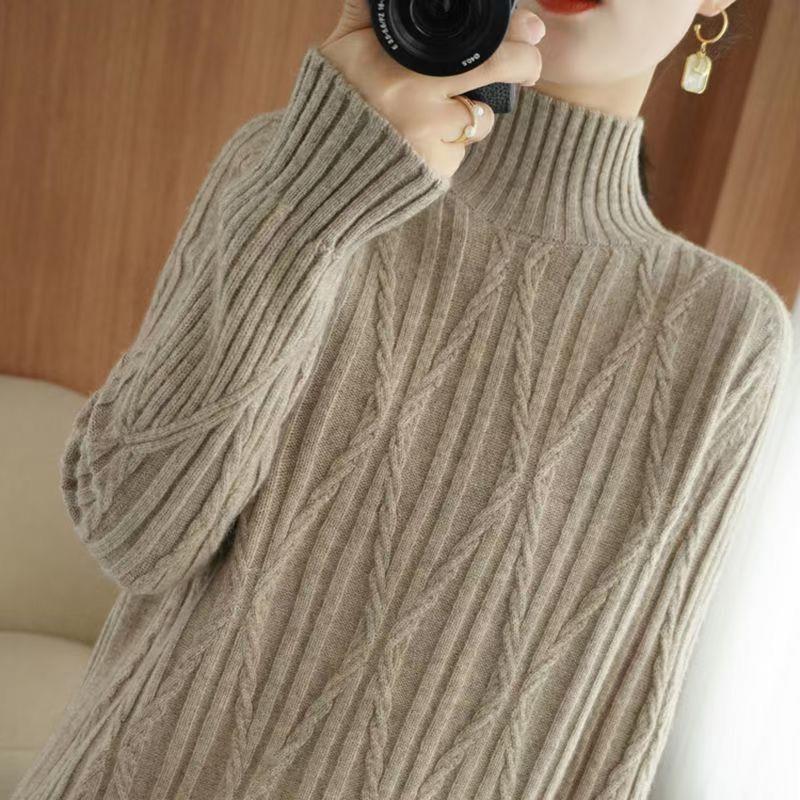 

Women s Elegant Half-Turtleneck Sweater - Solid Black Long Sleeve Pullover, Medium Stretch Machine Washable Spring/Fall Casual Top 3XL верблюд