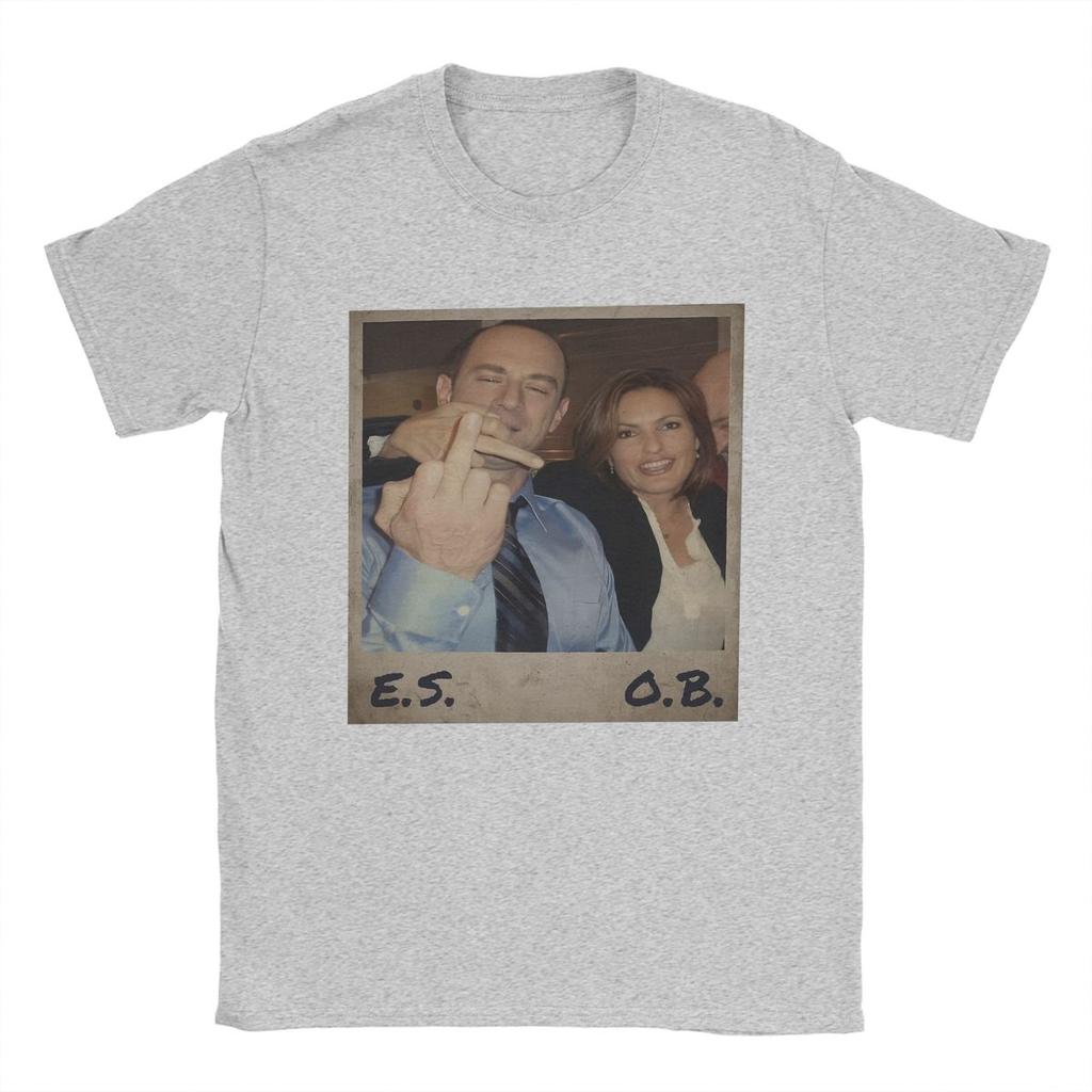 Men T-Shirt Law And Order Benson And Stabler Crazy Pure Cotton Tees Short Sleeve T Shirt Crew Neck Clothing Plus Size