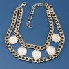 Retro Geometric Chunky Chain Multi-layer Portrait Pendant Tassel Necklace