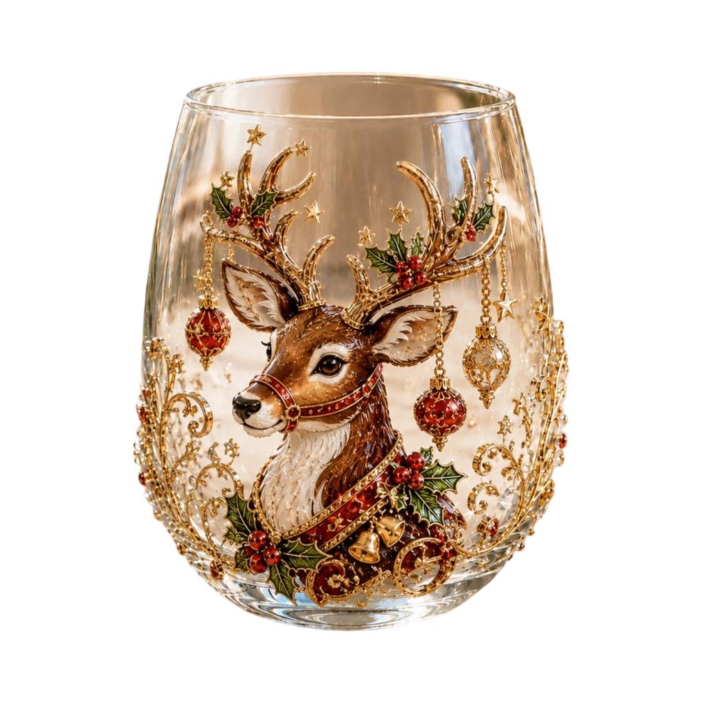Christmas Glass Cup for Holiday Beverages and Home Decor