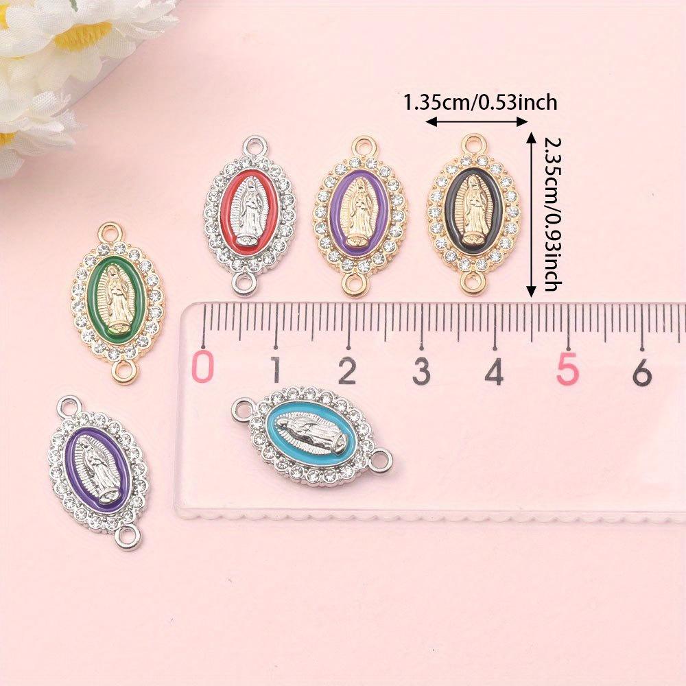 4/8/13pcs Alloy Enamel Virgin Mary Pendant Chain Virgin Mary Pendant Cross Connection Bracelet Pendant, Used for DIY Necklace Jewelry Making
