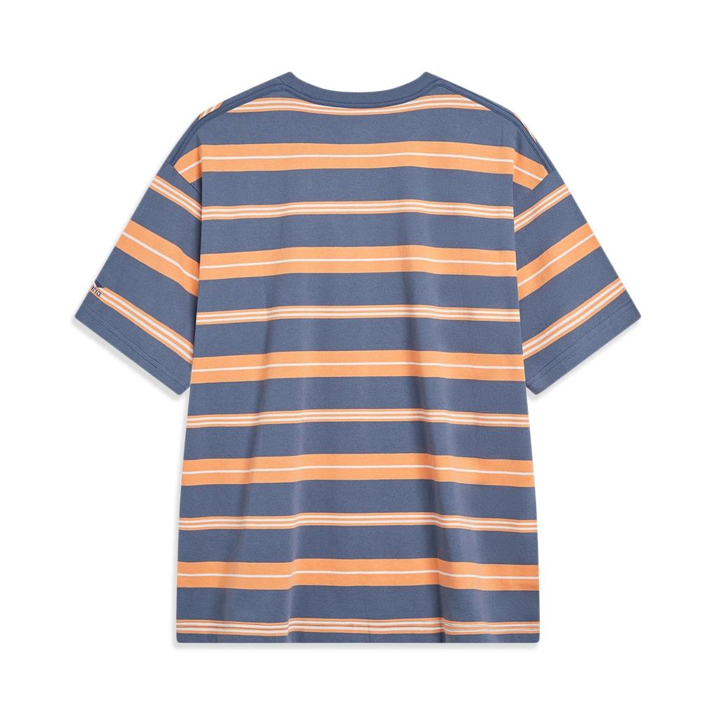 Li Ning X Og Slick Collaboration Skateboard Series Striped Sweat-Absorbing Loose Round Neck Short Sleeve T-Shirt Unisex Tops AHST479-5
