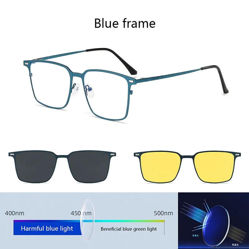 3 In 1 Custom Polarized Optical Myopia Sunglasses Clip on Metal Square Sun Glasses Anti Glare Men s Magnetic Glasses 0