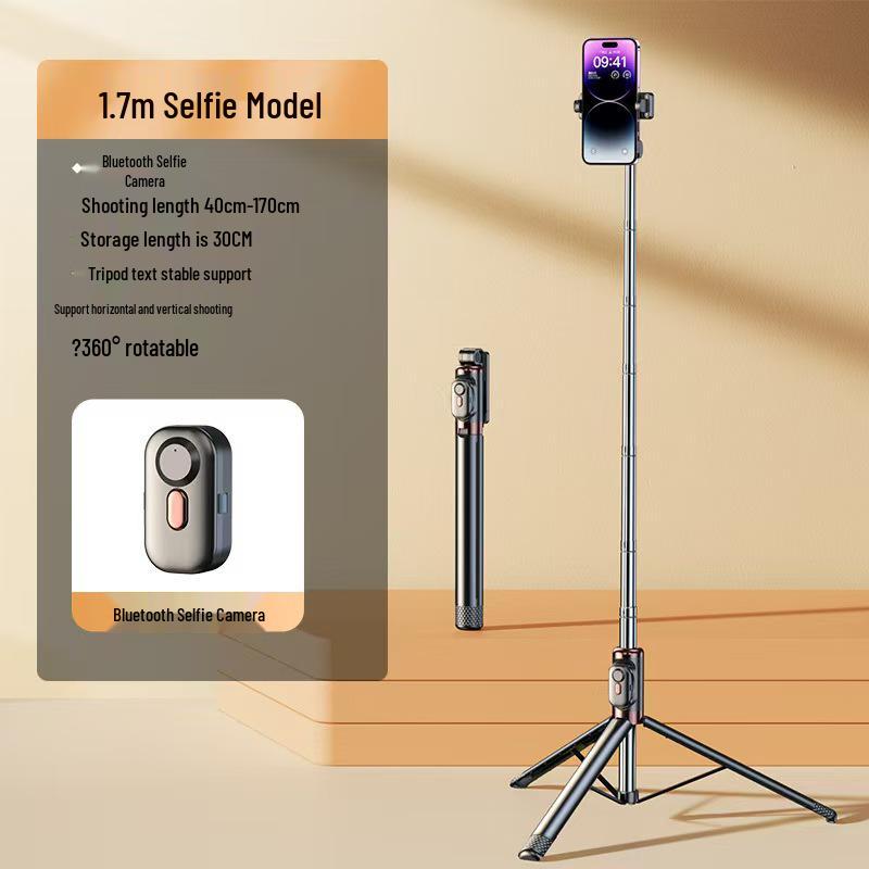 JC25 Portable Bluetooth Selfie Stick with Anti-Shake, Telescopic Tripod for Travel and Live Streaming Photography