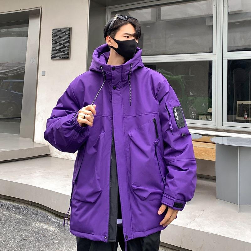 

Winter new hooded down jacket, Hong Kong style fashion, versatile thickened jacket, thickened multi-erotic couple trendy padded clothes 3XL фиолетовый